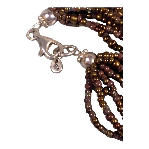 Silpada Bronze Beaded Necklace 17" Brown Glass Bead Torsade Artsy Boho N1815 - Picture 12 of 16